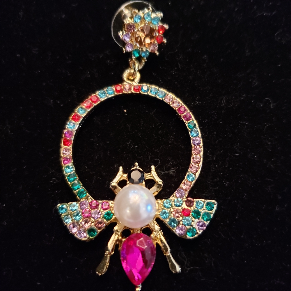 Colorful Gemstone Bow Earring